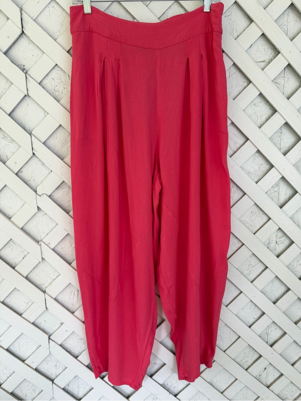 Free People Free-est Struttin Pants Pink Linen Blend Drop Crotch Size Med